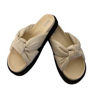Mia 7.5 Slides Sandals Arlene Y2K Cushioned Knotted Leather Comfort Summer Beach
